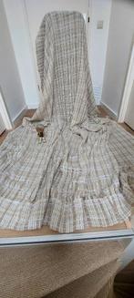 Vintage vitrage gordijn 70  250 x 4.25 cm wit/zand beige, Eu, Bruin, Ophalen of Verzenden, Zo goed als nieuw