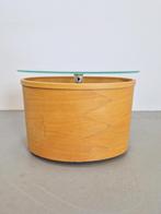 Modernistische bijzettafel cilinder Paul Mayen plywood '80, Huis en Inrichting, Slaapkamer | Nachtkastjes, Minder dan 45 cm, Zo goed als nieuw