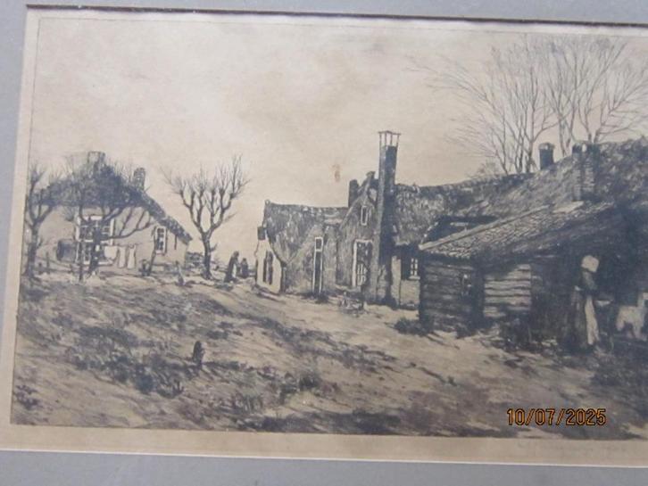 Hendr. WEEGEWIJS, 1875, (Pieter Scheen ) Mooie Landsch ets, Antiek en Kunst, Kunst | Etsen en Gravures, Ophalen