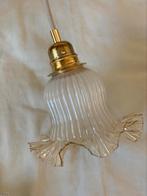 Vintage glazen lamp kapje mat glas met goud kleurige rand, Antiek en Kunst, Antiek | Lampen, Ophalen of Verzenden