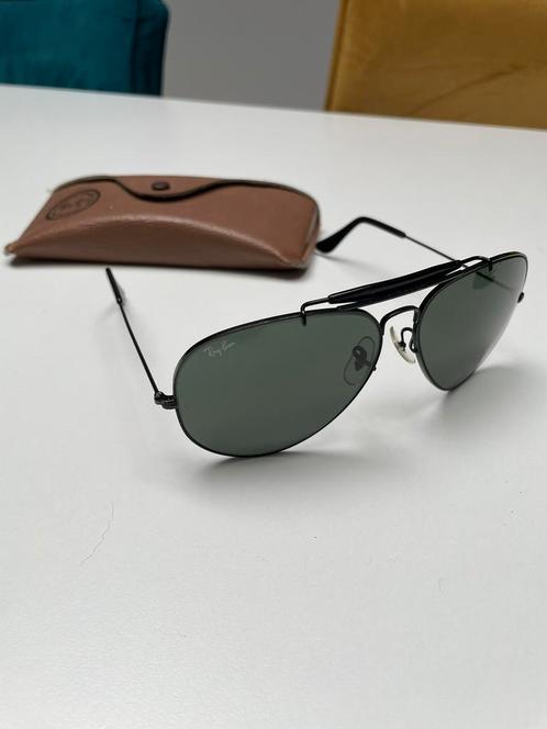 Vintage Ray-Ban Aviator (Bausch & Lomb) USA Black met hoesje, Sieraden, Tassen en Uiterlijk, Zonnebrillen en Brillen | Heren, Gebruikt