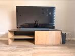 Prachtig tv meubel; eiken, smoked glas 185x51x50, Huis en Inrichting, Ophalen, Glas, 150 tot 200 cm, Zo goed als nieuw