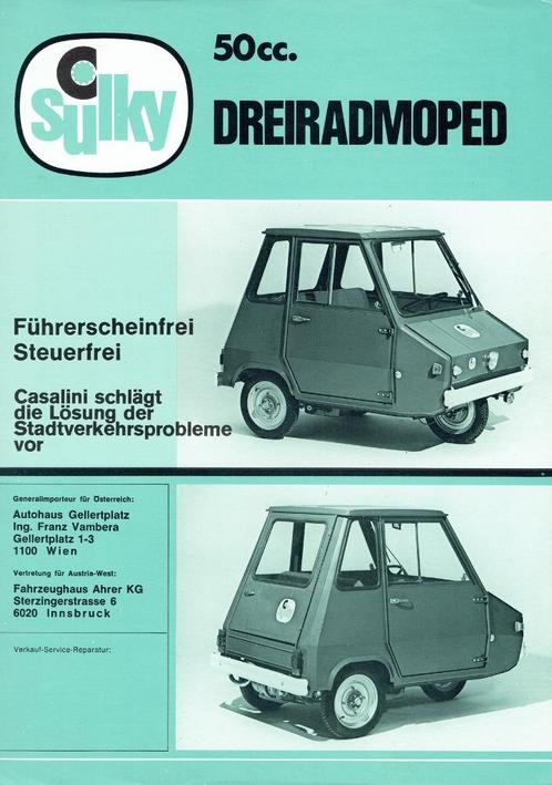 Folder Casalini Sulky II Dreiradmoped 50cc. (ca.1975), Boeken, Auto's | Folders en Tijdschriften, Gelezen, Overige merken, Verzenden
