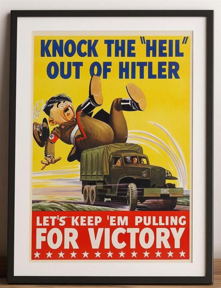 Brtis anti-Nazi Hitler Affiche Propaganda Poster, Verzamelen, Militaria | Tweede Wereldoorlog, Foto of Poster, Nederland, Verzenden