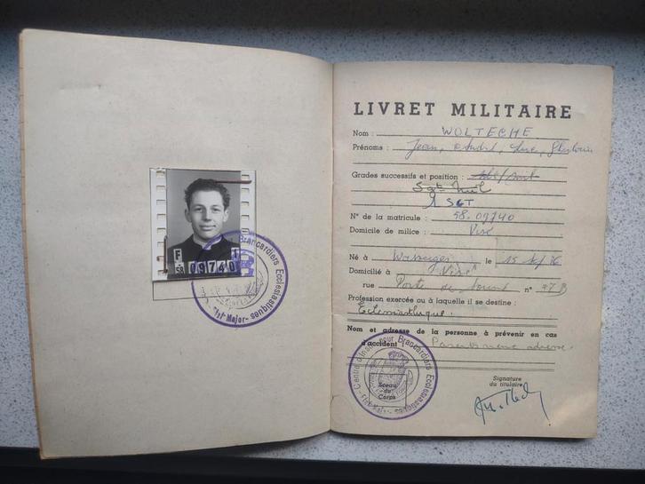 Militair paspoort België 1958 Brancardiers Geneeskundig GNK, Verzamelen, Militaria | Algemeen, Landmacht, Verzenden
