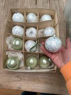 Kerstballen glas groenige tinten en grijzig, Ophalen, Zo goed als nieuw