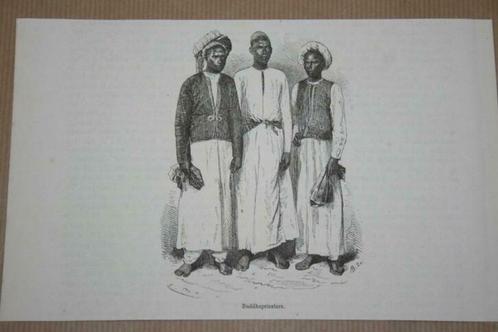 2 antieke gravures - Boeddhapriesters van Ceylon - 1874 !!, Antiek en Kunst, Kunst | Etsen en Gravures, Ophalen of Verzenden