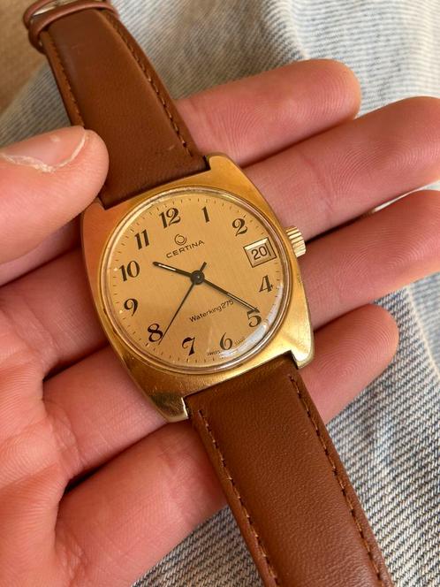 Vintage Certina Waterking 275, Sieraden, Tassen en Uiterlijk, Horloges | Heren, Gebruikt, Polshorloge, Overige merken, Staal, Leer