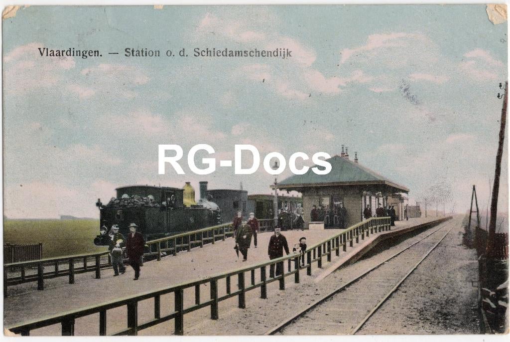 Ansichtkaart - Briefkaart Trein Station Vlaardingen 1908, Ophalen of Verzenden, Voor 1920, Gelopen, Zuid-Holland