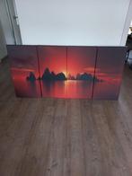 4-Delig Canvas Schilderij Zonsondergang, Ophalen