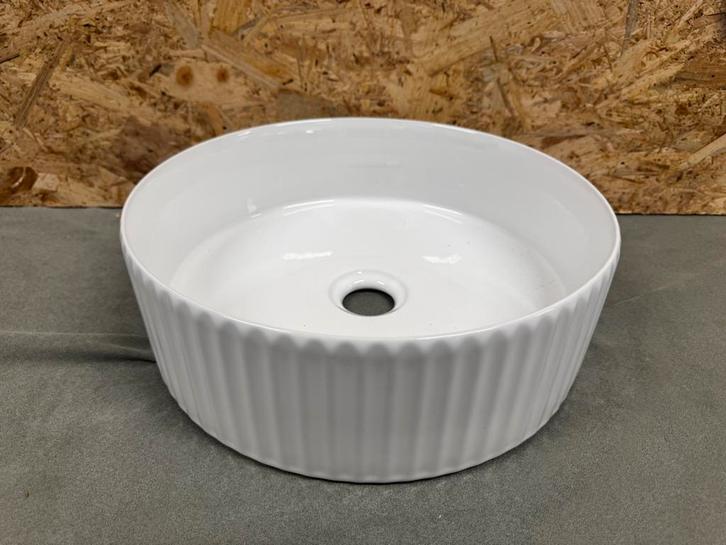 Stijlvolle Ronde Opzetwastafel/Waskom Glans Wit Ø36cm - ReK4, Huis en Inrichting, Badkamer | Badkamermeubels, Zo goed als nieuw