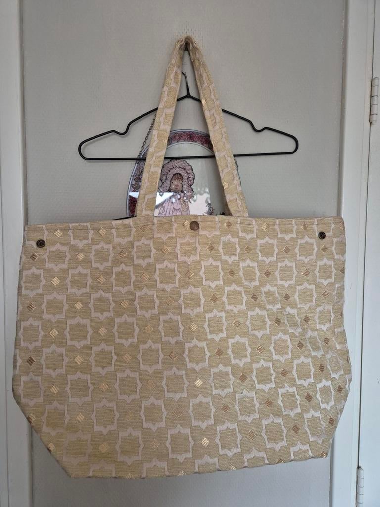 Grote shopper tas marrakech beige goud, Ophalen of Verzenden, Nieuw, Beige, Shopper