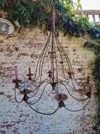 Grote ijzeren franse brocante kroonluchter / allegonda, Antiek en Kunst, Ophalen