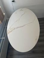 Ovale eettafel wit/marmer, Huis en Inrichting, Overige materialen, Zo goed als nieuw, 150 tot 200 cm, Vier personen