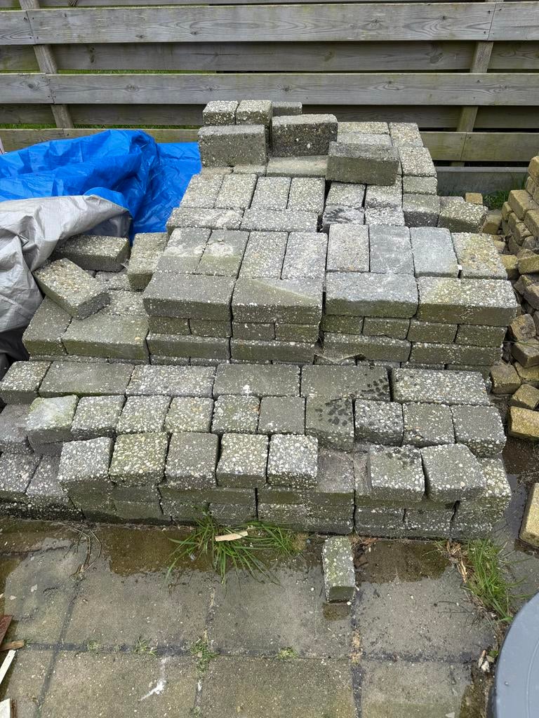 Antraciet grijze betonklinkers 21 x 10 cm, Ophalen, Gebruikt, Klinkers, 5 tot 10 m²