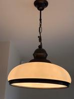 Hanglamp, brons met melkglas, Huis en Inrichting, Lampen | Hanglampen, Ophalen, Zo goed als nieuw, Minder dan 50 cm