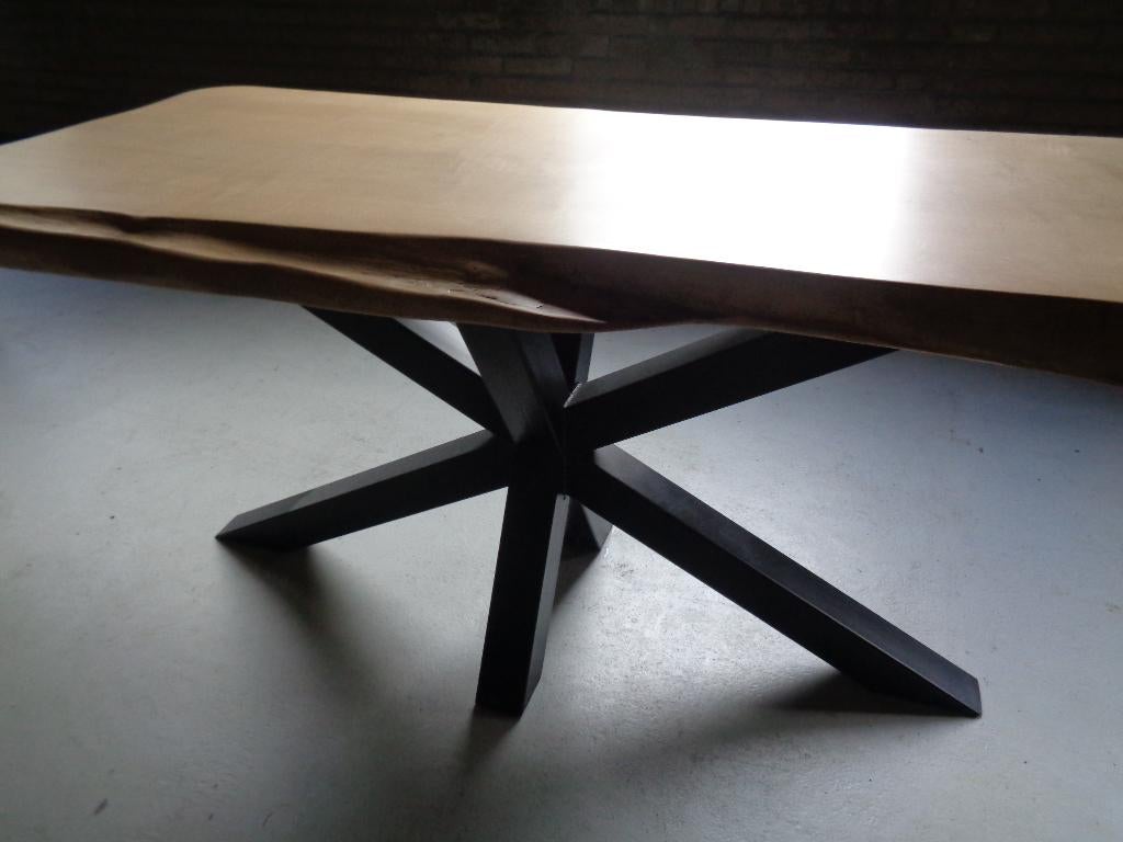 massief eiken tafel, Huis en Inrichting, Tafels | Eettafels, Ophalen, 200 cm of meer, 50 tot 100 cm, Zo goed als nieuw