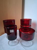 Vintage Luminarc robijnrode dessertglazen model cavalier, Ophalen of Verzenden