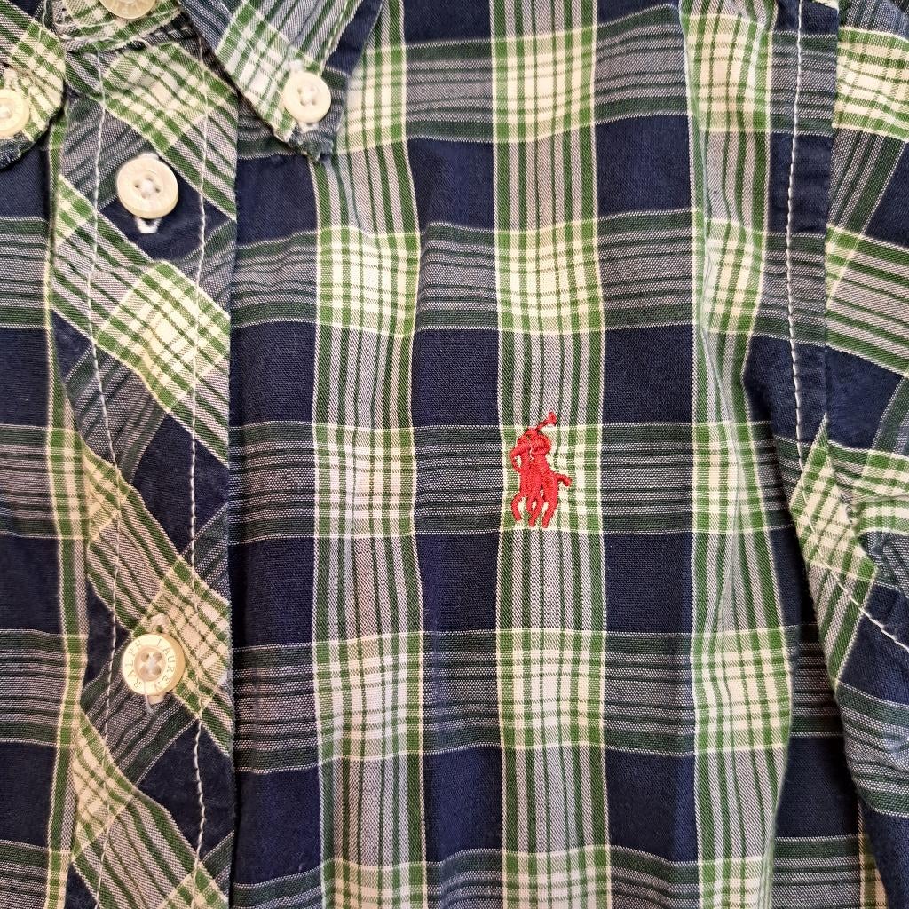 Ralph Lauren overhemd blauw groen geruit + rood 98 3jr 46561, ., Overhemd of Blouse, Ophalen of Verzenden, Zo goed als nieuw