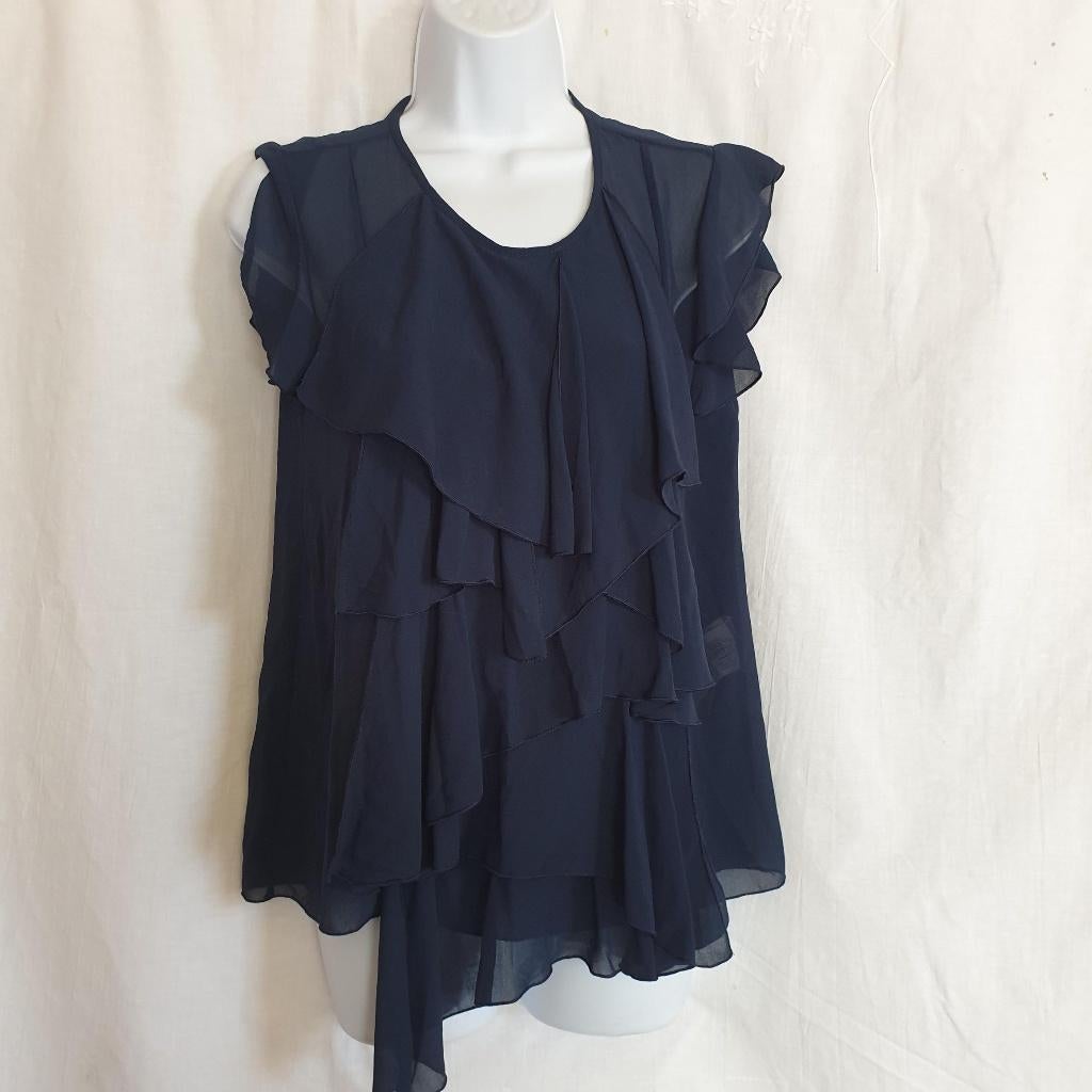 Mooi luchtig donkerblauw shirt, roesjes. Mt M. Rinascimento, Maat 38/40 (M), Blauw, ., Ophalen of Verzenden