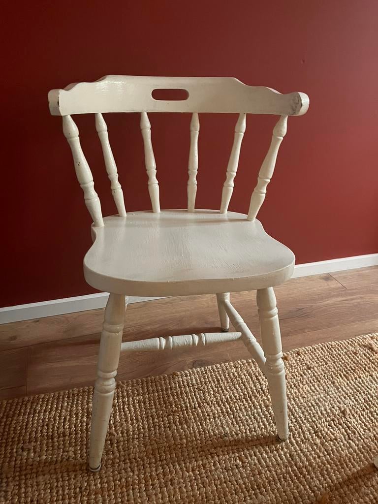 4 eerkamerstoelen / café stoelen, Ophalen, Gebruikt, Wit, Vier