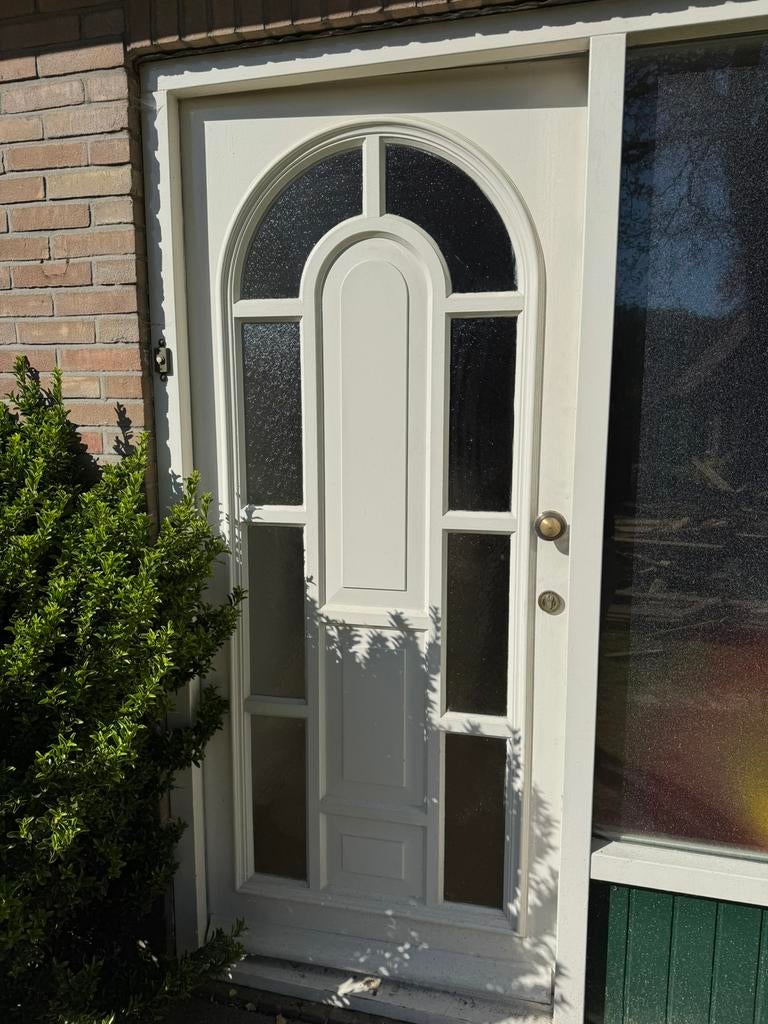 Houten voordeur 210x93 cm met glas – nette staat, Deurkozijn, Zo goed als nieuw, 150 tot 225 cm, Inclusief glas