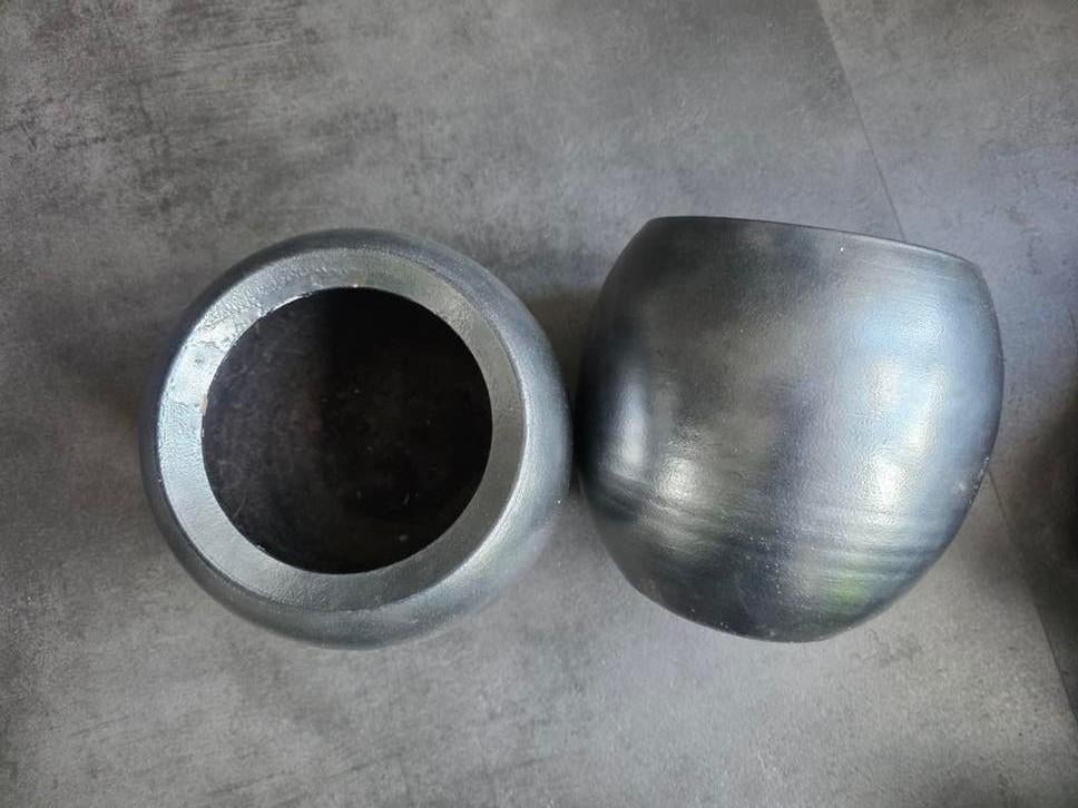 Set van 2 ronde bloempotten, donkergrijs, Tuin en Terras, Bloempotten, Ophalen, Kunststof, Rond, Zo goed als nieuw