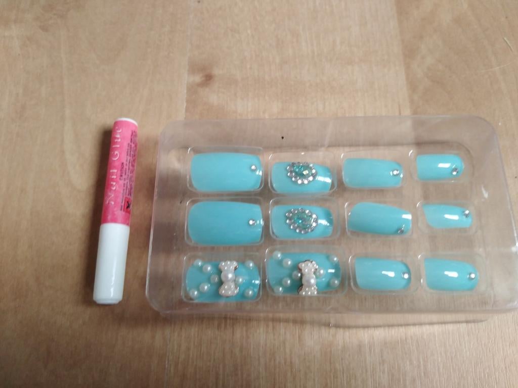 Nep nagel set blauw, Blauw, Nieuw, Ophalen of Verzenden, Handen en Nagels