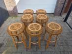 Vintage "rotan" barkrukken - Set van 7 - Satelliet, Huis en Inrichting, Barkrukken, Ophalen, 60 tot 90 cm, Metaal, Gebruikt