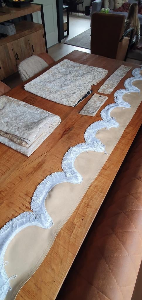 Mooie set crème/witte gordijnen met bijpassende raamband, Ophalen of Verzenden, Gebruikt, DAF, Interieur en Bekleding