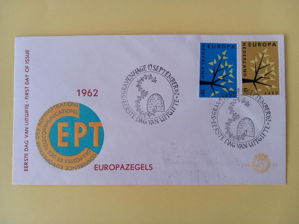 1962 Europazegels FDC E53 met open klep e1, Postzegels en Munten, Verzenden, Beschreven, Nederland