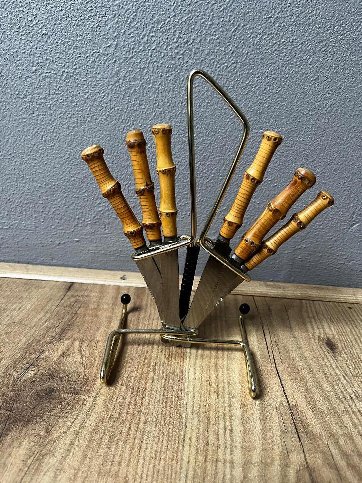 Vintage bamboe fruitmesjes set, Verzamelen, Retro, Huis en Inrichting, Ophalen of Verzenden