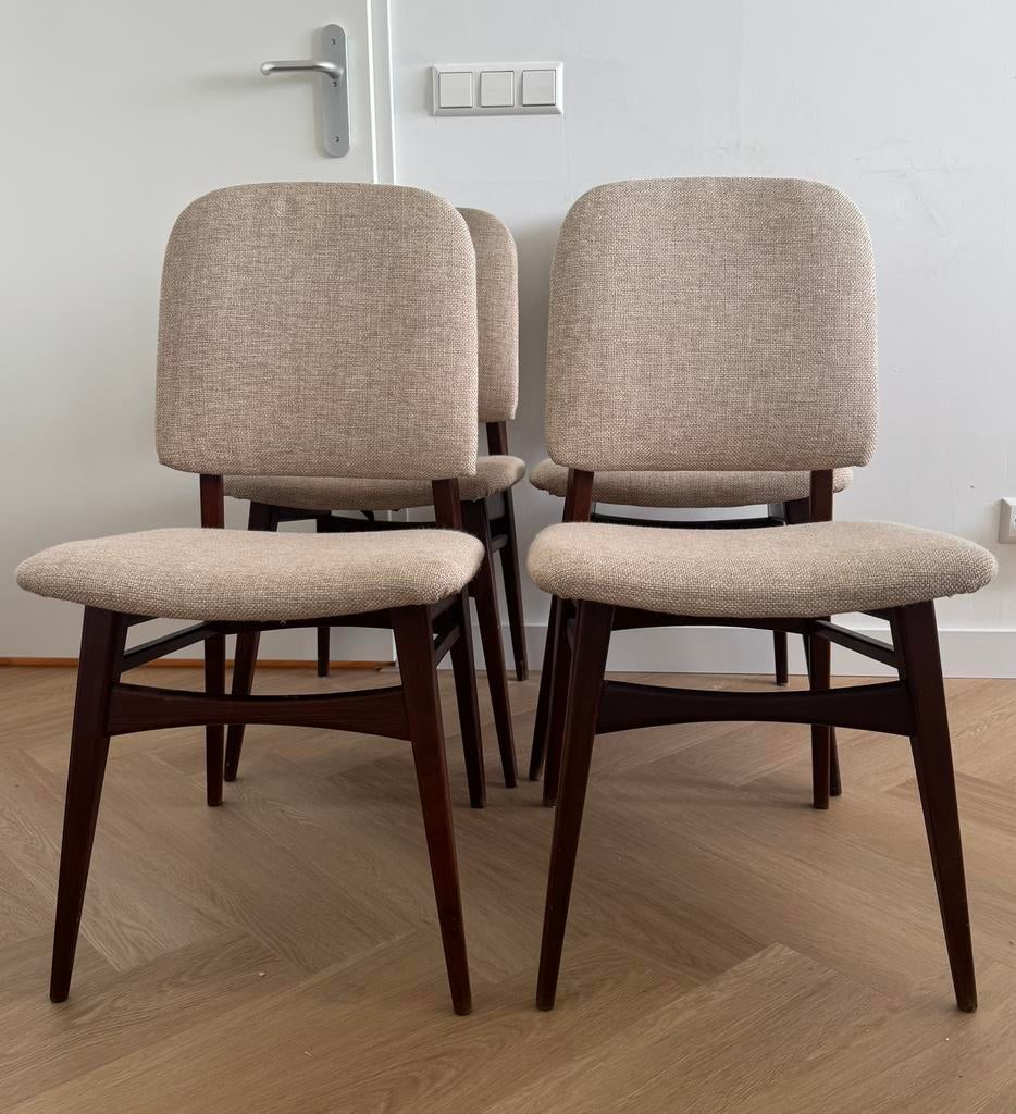 Set van 4 Louis van Teeffelen Milaan stoelen, Huis en Inrichting, Stoelen, Ophalen, Gebruikt, Bruin, Vier