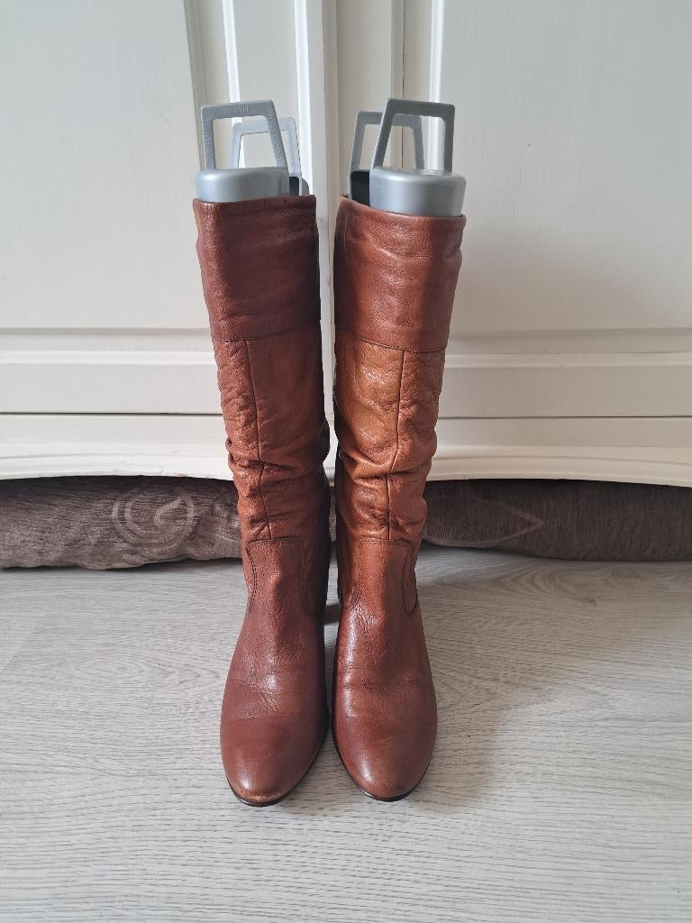 cognackleurige laarzen, Hoge laarzen, Bruin, Ophalen of Verzenden, Gedragen