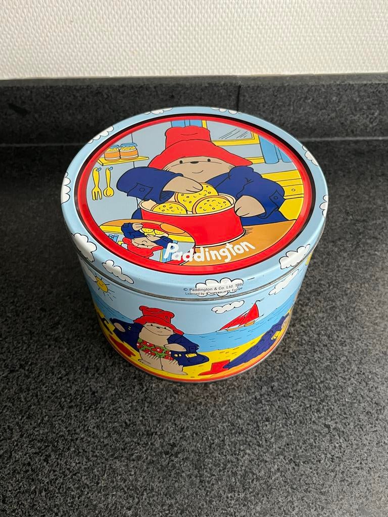 Vintage Paddington koektrommel - 1992, Verzamelen, Blikken, Ophalen of Verzenden, Gebruikt, Koek(jes), Overige merken