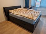 Bed Brimnes[160x200] incl. hoofdeinde/luxe lattenbodem/lades, Ophalen, Scandi, Zwart, Tweepersoons