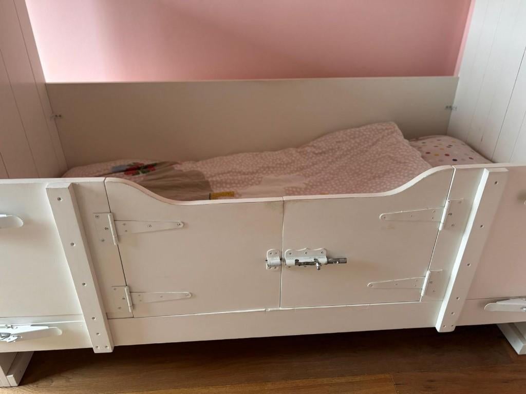 Kinderbed, Huis en Inrichting, Slaapkamer | Bedden, Zo goed als nieuw, Eenpersoons, 80 cm, Overige maten, Hout, Wit, Ophalen