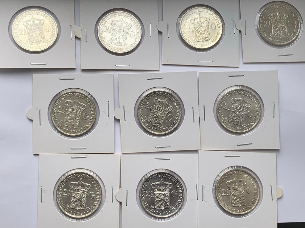 10 zilveren wilhelmina rijksdaalders 1929-1943, Postzegels en Munten, Munten | Nederland, Ophalen of Verzenden, Koningin Wilhelmina
