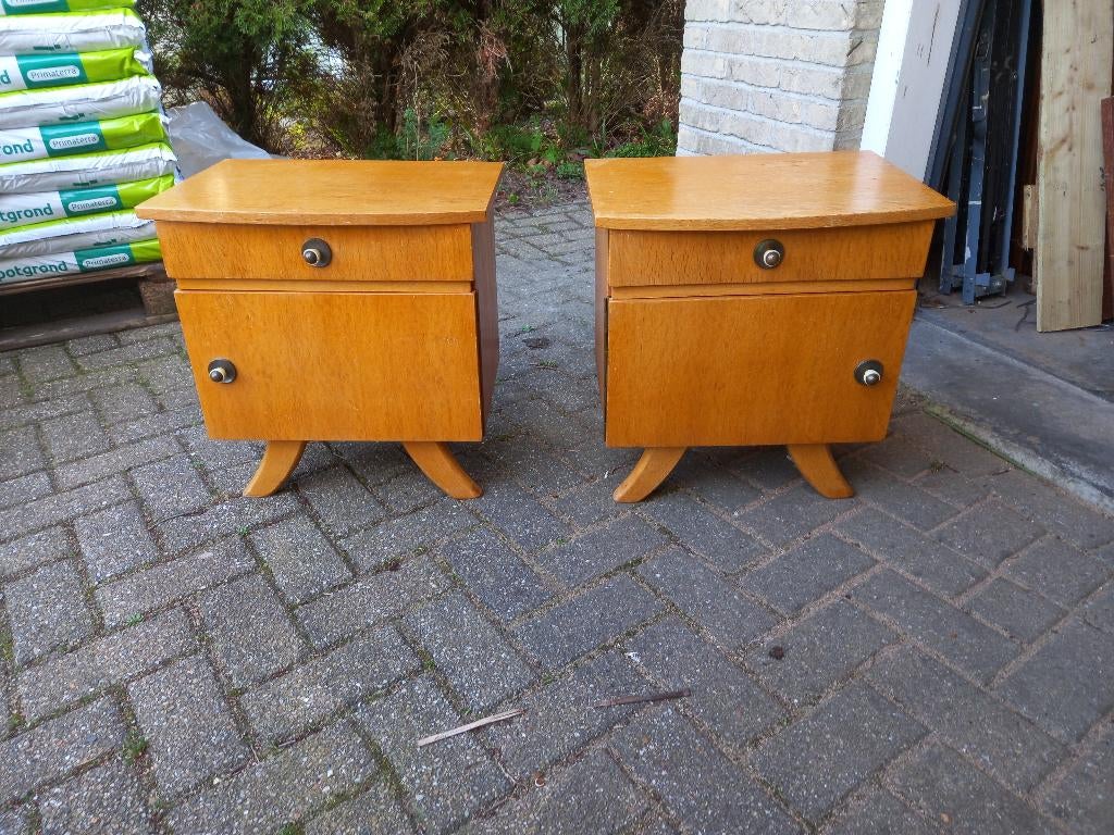 Twee retro mid century nachtkastjes, Ophalen of Verzenden, Huis en Inrichting