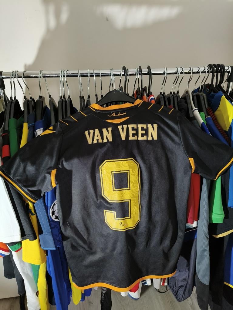 (S) Macron Motherwell FC #9 Van Veen Thuis Voetbal Jersey, Maat S, Ophalen of Verzenden, Gebruikt, Shirt