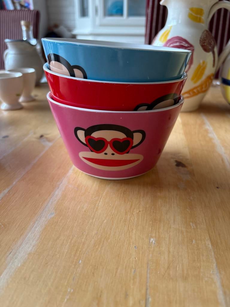 3 Paul Frank ontbijtkommen - Julius de aap, Huis en Inrichting, Keuken | Servies, Ophalen of Verzenden, Gebruikt, Kom(men)