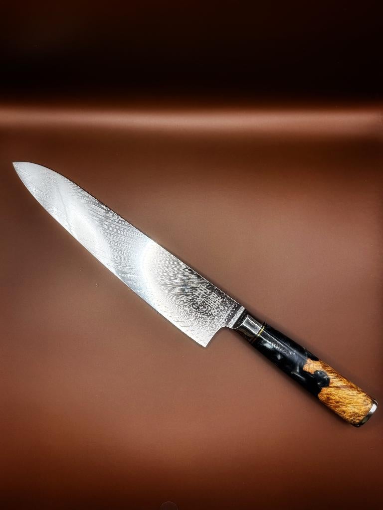 Kanpeki Damascus Black Koksmes XL 24,5 cm, Ophalen of Verzenden, Nieuw, Rvs of Chroom