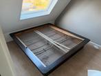 Donkerbruin bedframe met AUPING spiraalbodem, Ophalen, Gebruikt, Bruin, Tweepersoons