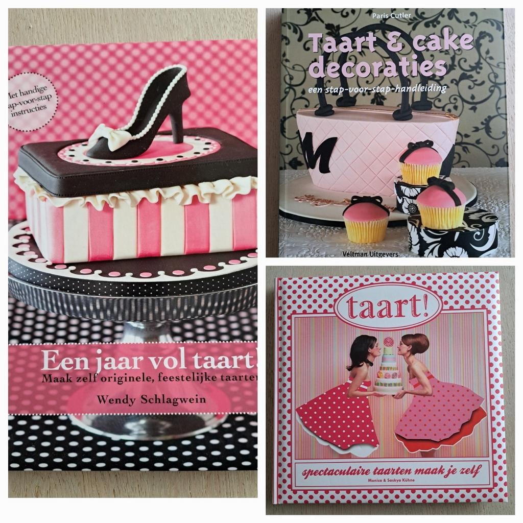 3x Taarten en decoraties, Ophalen of Verzenden, Zo goed als nieuw