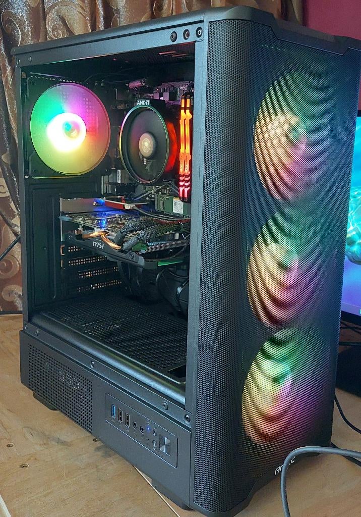 GamePC AMD Ryzen 7-5800X/16GB Ram/256Gb SSd/1TB Hdd/RGB led, 1256GB, Zo goed als nieuw, AMD Ryzen 7, Gaming