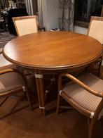 Ronde eettafel met 6 stoelen - Massief hout, Huis en Inrichting, Tafels | Eettafels, Ophalen, Gebruikt, 100 tot 150 cm, 150 tot 200 cm