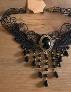 Elegante Zwarte Victoriaans Choker Halsketting met kraaltjes, Ophalen of Verzenden, Nieuw, Zwart, Overige materialen