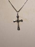 zilveren kettinkje met zilveren kruisje, Verzenden, Zo goed als nieuw, Met edelsteen, Zilver