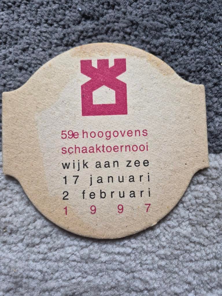 Grolsch bierviltje 1897-1997 en Hoogovens Schaaktoernooi, Verzamelen, Ophalen of Verzenden