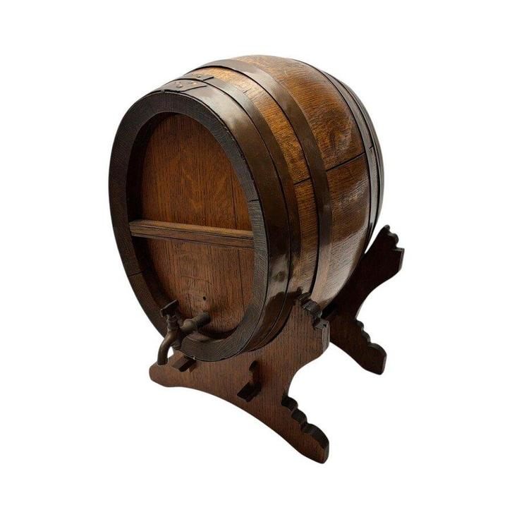 Gekuipt houten tonnetje op onderstel, Antiek en Kunst, Kunst | Beelden en Houtsnijwerken, Ophalen of Verzenden